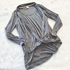 Soma Grey Long Sleeve Faux Wrap Top